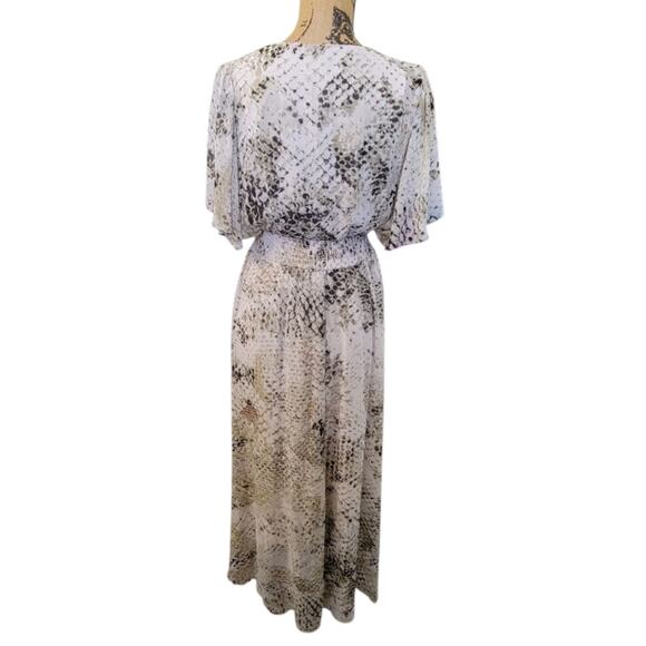 Size 2 London Times Snake Print Smocked Waist Maxi Dress - Picture 4 of 6